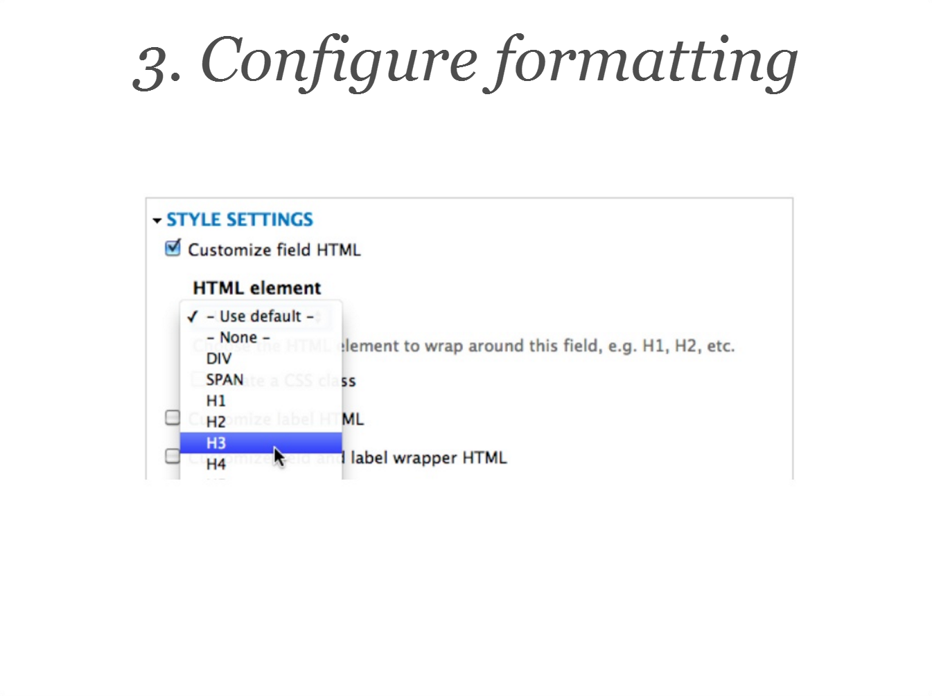 configure formatting